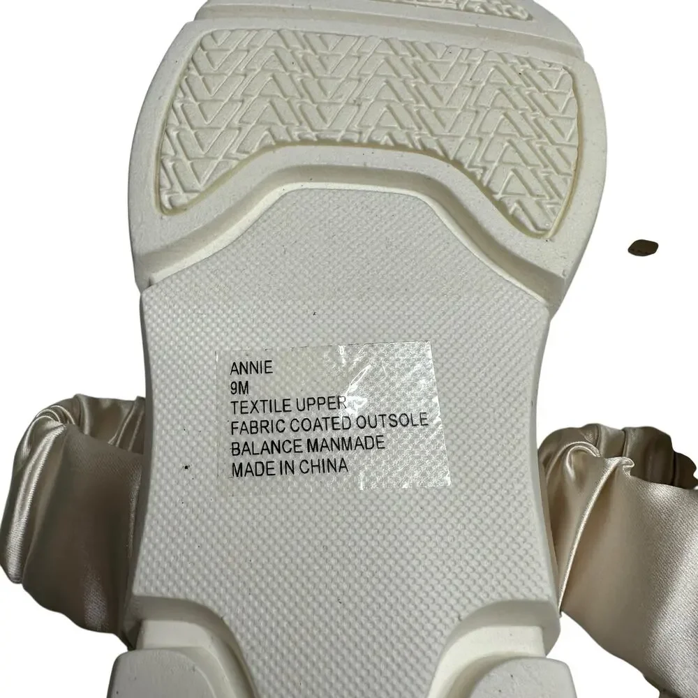 LAUREN‎ LORRAINE Annie Ivory Champagne Gold Rhinestone Sandals Women's Size 9